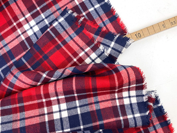 Designerleftover Flanell Check Rot Weiß Blau