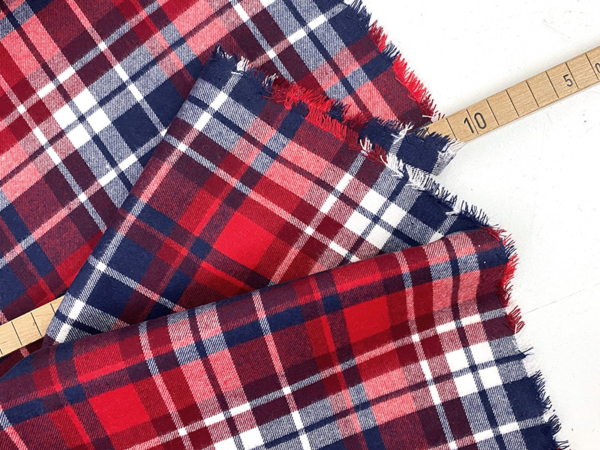 Designerleftover Flanell Check Rot Weiß Blau – Bild 2