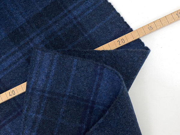 Designerleftover Mantelwolle Merino Doubleface Blue Check