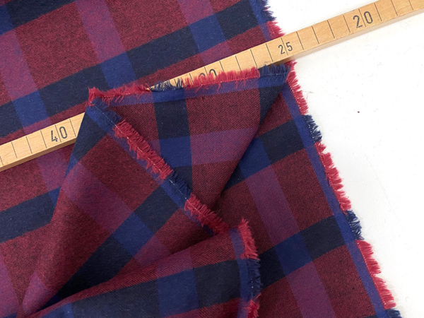 Baumwollflanell Check Bordeaux Beere Navy – Bild 2
