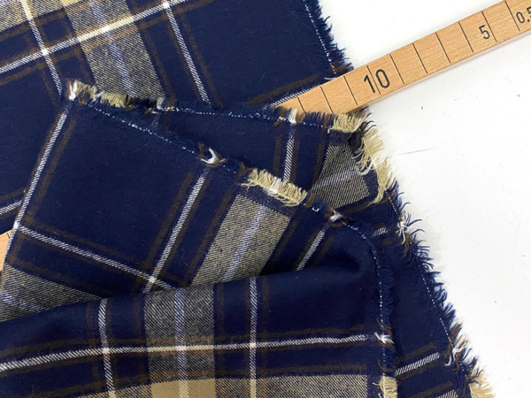Baumwollflanell Check Navy Braun Sand – Bild 4