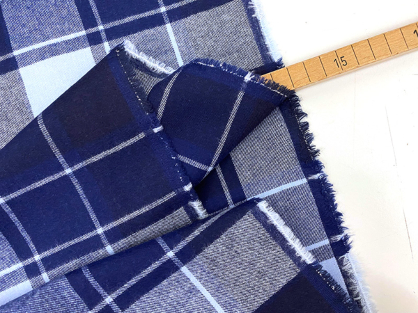 Baumwollflanell Check Navy Hellblau – Bild 2