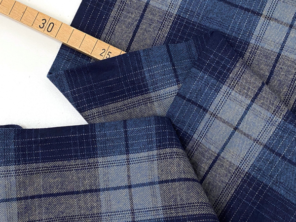 Baumwollflanell Check Navy Jeansblau – Bild 2
