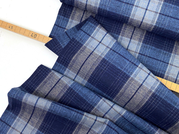 Baumwollflanell Check Navy Jeansblau – Bild 3