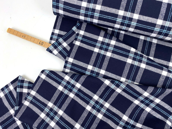 Nähpaket Herr Tim, Baumwollflanell Check Navy White – Bild 3