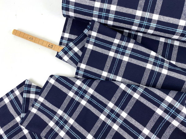 Nähpaket Herr Tim, Baumwollflanell Check Navy White – Bild 2
