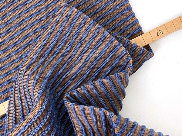 Rippenstrick Merino, Jeansblau Sand