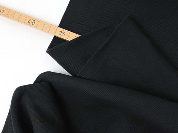 Winterjersey Rippenstrick Viskose brushed, Schwarz