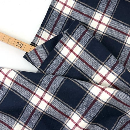 Baumwolle flanell karo 1000stoff navy ecru