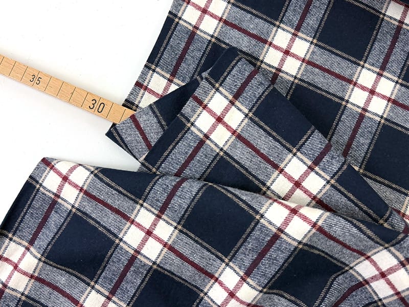 Baumwolle flanell karo 1000stoff navy ecru
