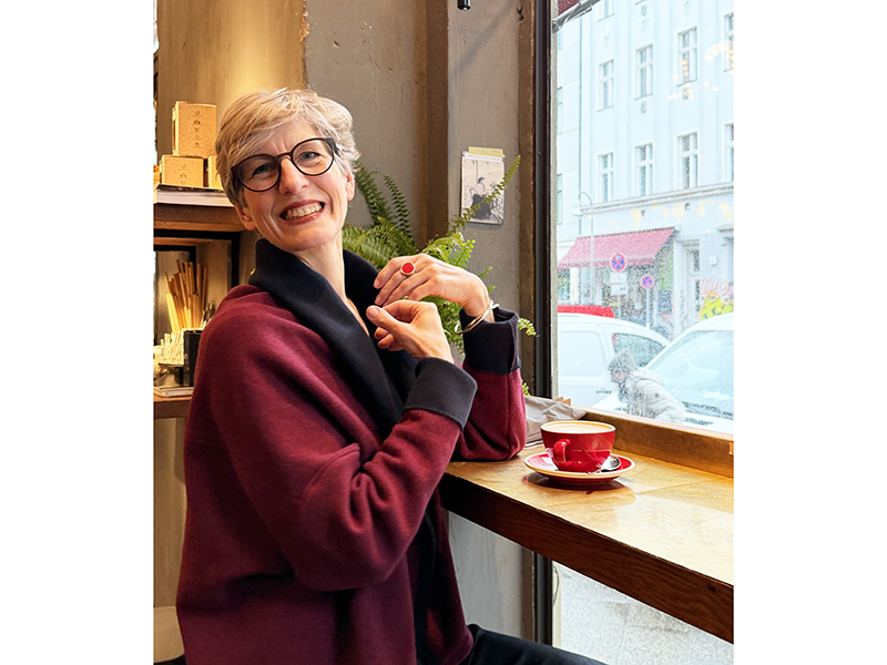 Reststück! 0,30m Strick Doubleface Uni, Navy Bordeaux – Bild 5