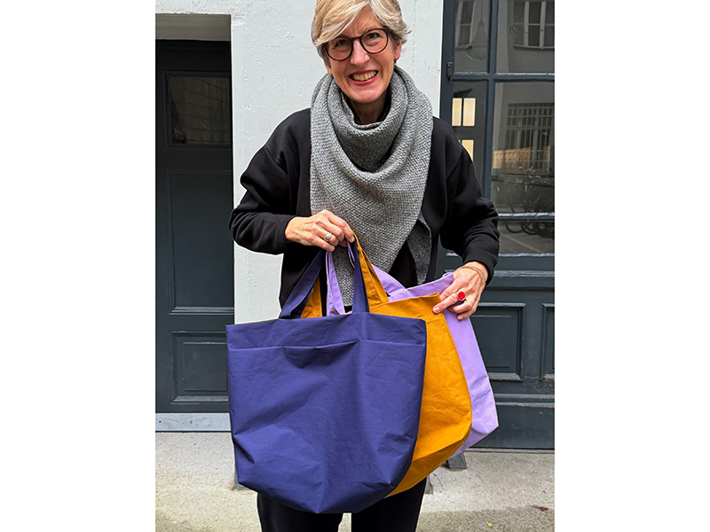 Fold and Sew Bag Nähpaket, Designerleftover waterproof Ocker & Kasuri Japan – Bild 5