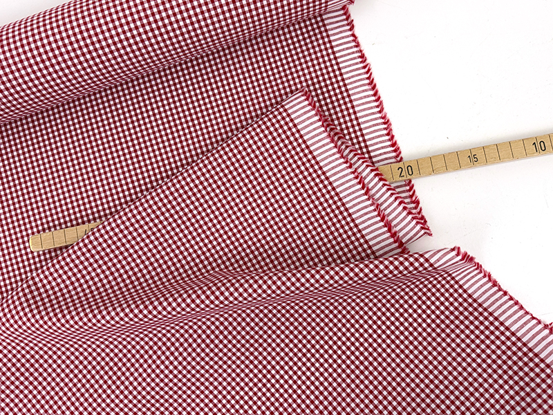 Designerleftover feine Popeline Vichy Karo Rot Weiß – Bild 2