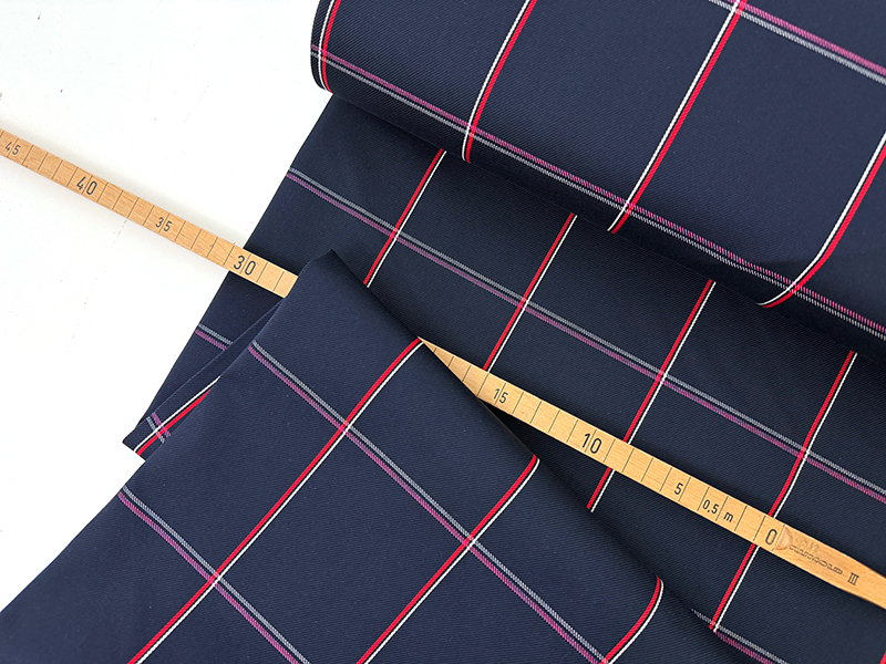 Designerleftover Baumwolltwill in Hosenqualität, Navy Check