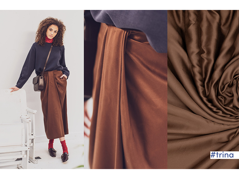 Woven Lyocell Satin, Dark Brown, Fibre Mood