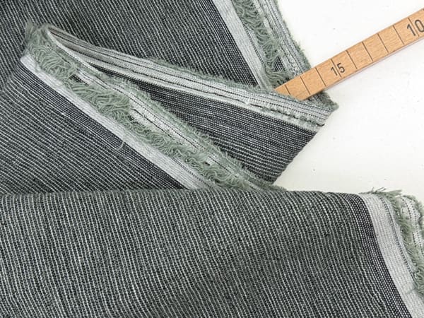 Woven Linen Cotton Crash, feine Streifen Dark Sage | Shop 1000stoff
