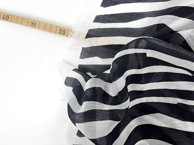 Woven Tencel Abstract Stripes, Navy