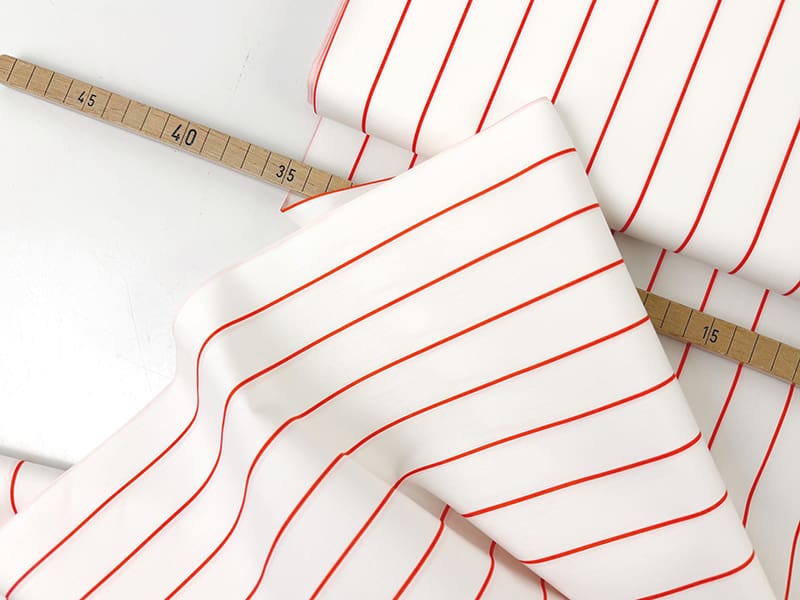 Woven Cotton Poplin Stripes, Weiß Hellrot – Bild 2