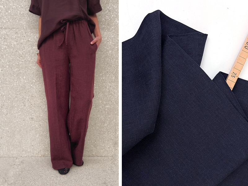 Shop the Look **1000Stoff Easy Wideleg HE01**, Lyocell Leinen Twill Navy