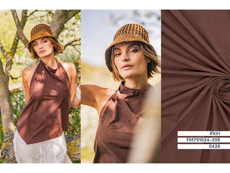 Woven Cotton Popeline Stone Washed, Chocolate, Fibre Mood