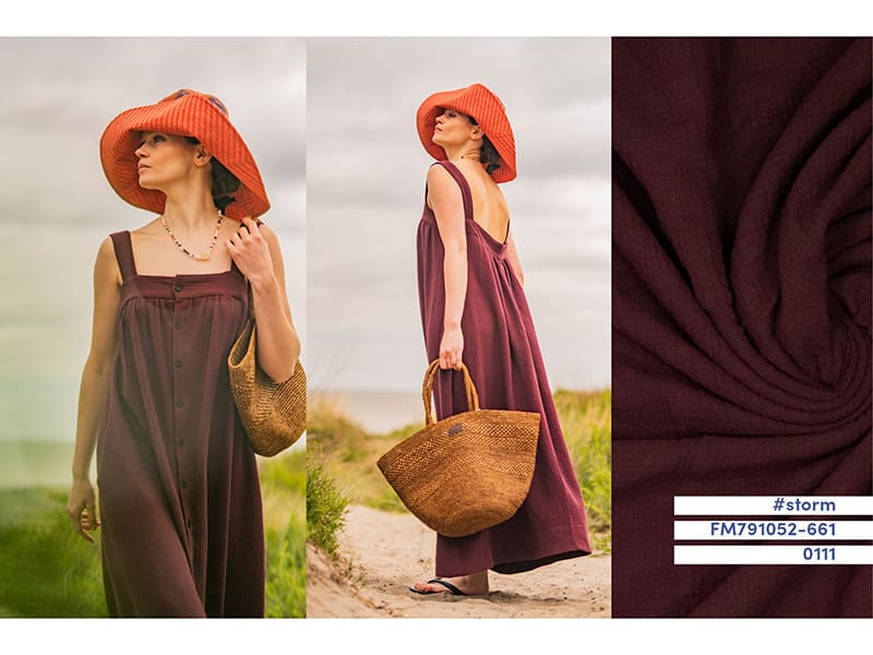 Slub Double Gauze Cotton, Dark Bordeaux, Fibre Mood