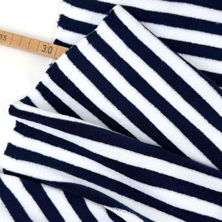 Designer frottee streifen 1000stoff navy det