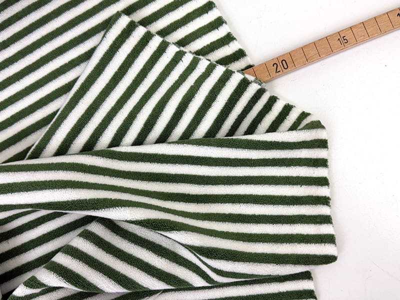 Designerleftover Streifen Frottee, Olivgrün Weiß