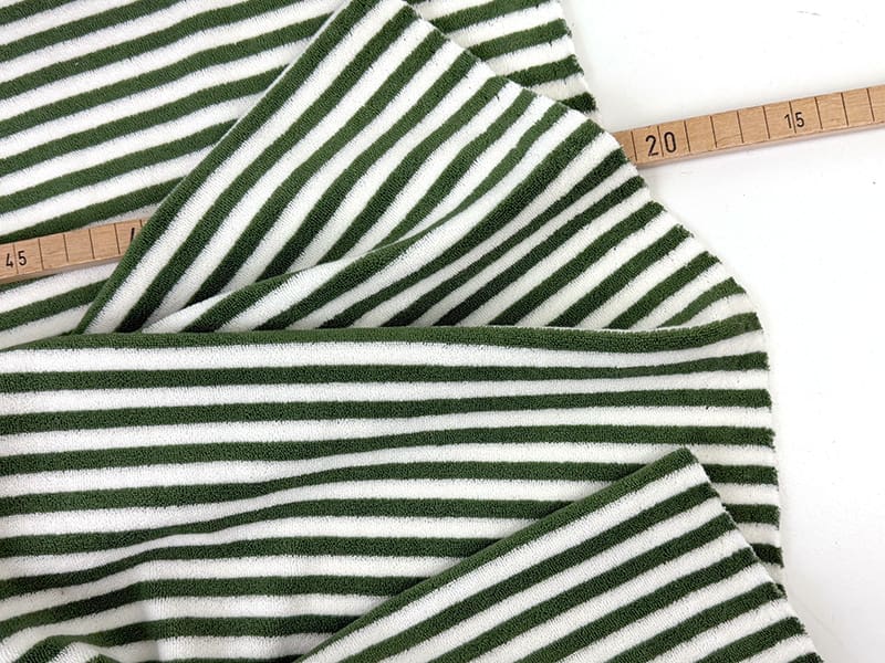 Designerleftover Streifen Frottee, Olivgrün Weiß – Bild 3