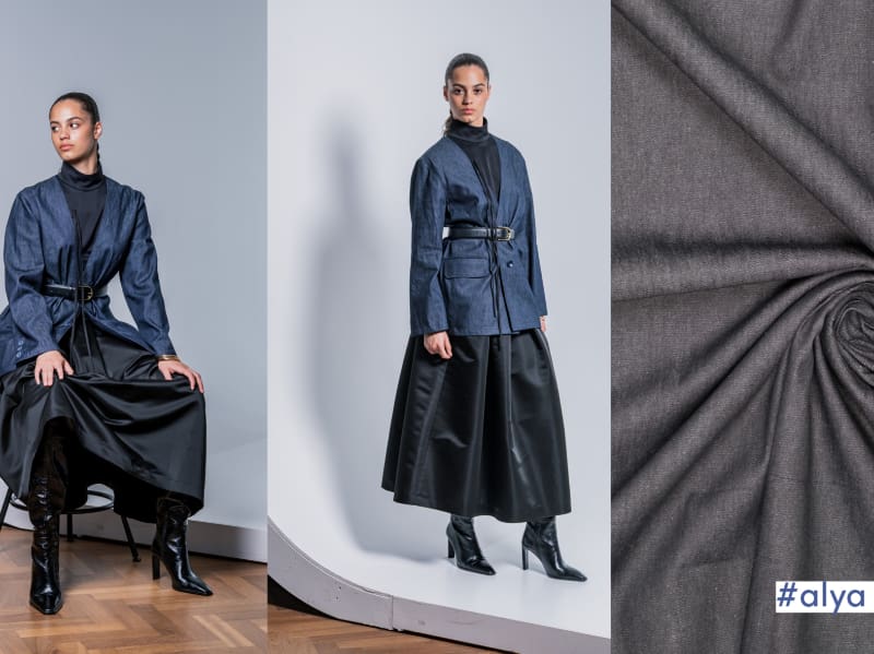 Baumwolle Hanf Denim, Jeansblau, Fibre Mood