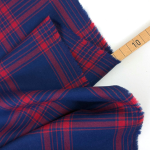 Designer baumwolle flanell karo 1000stoff navy rot d