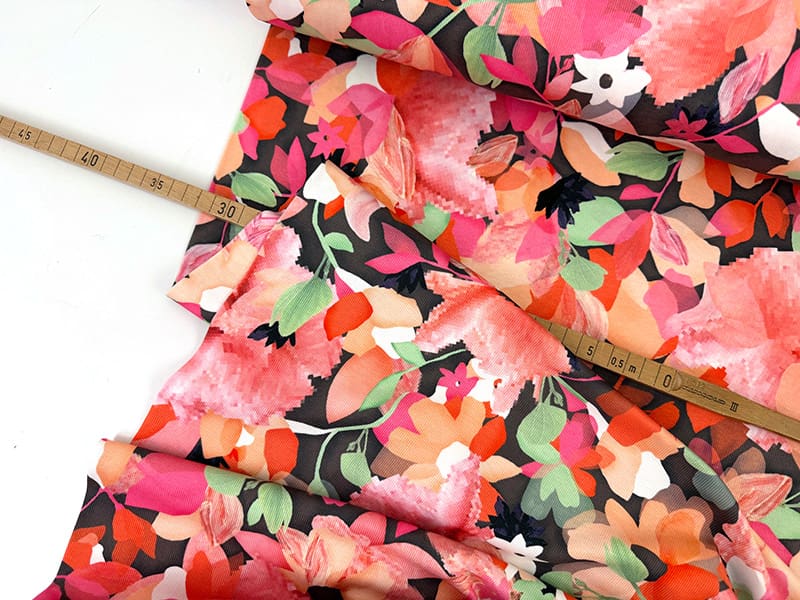 Designer rippenjersey blumen orange 1000stoff det
