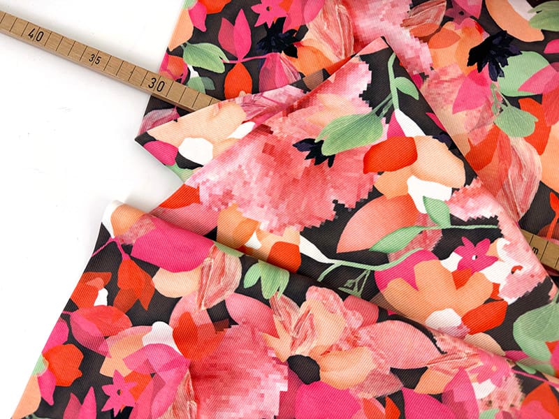Designer rippenjersey blumen orange 1000stoff