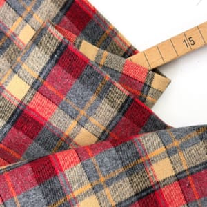 Baumwolle flanell check 1000stoff beige rot d